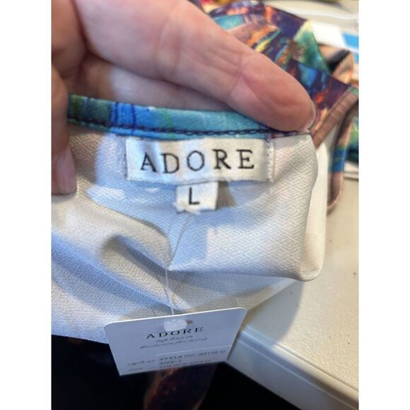 Adore Womens Size Large T-Shirt Dress Multicolor Keyhole Detail B9126-G - Picture 3 of 6